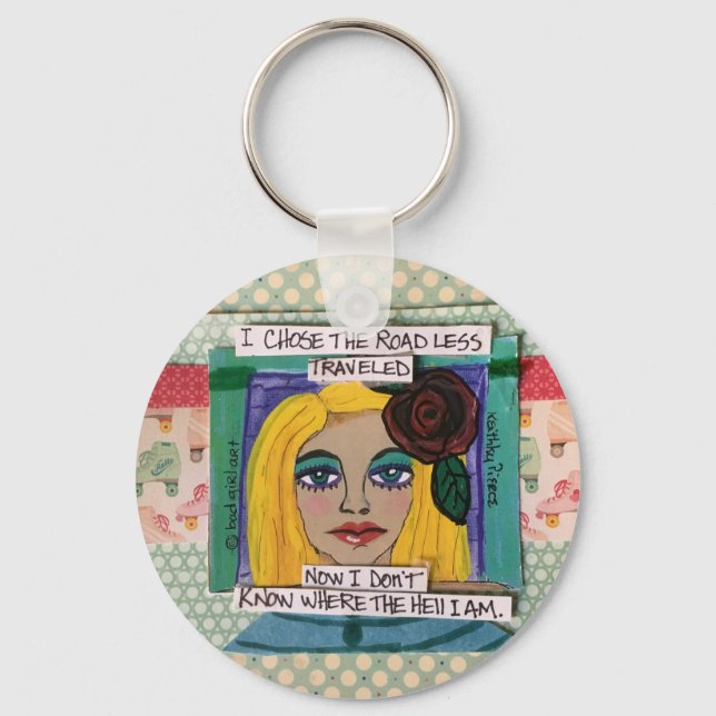 Nyckelkedja - jag valde vägen utan att färdas nyckelring (Framsida)