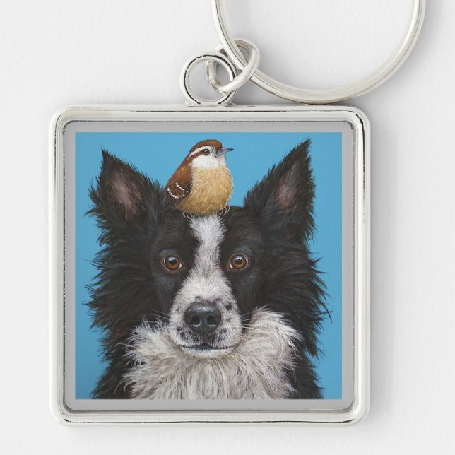 Nyckelkedja Luther och Pip Fyrkantig Silverfärgad Nyckelring (Framsidan)