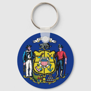 Nyckelkedja med Flagga av Wisconsin-läge Nyckelring