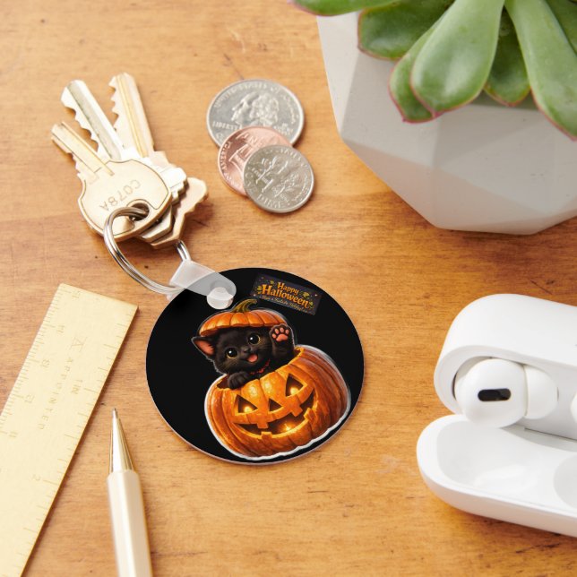 Nyckelkedja med glad Halloween runt och fantasiful Nyckelring (Skrivbord)