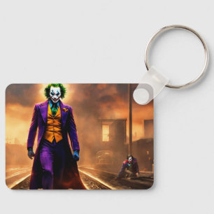 Nyckelkedja med joker- och Spyder-mansutskrift. Nyckelring