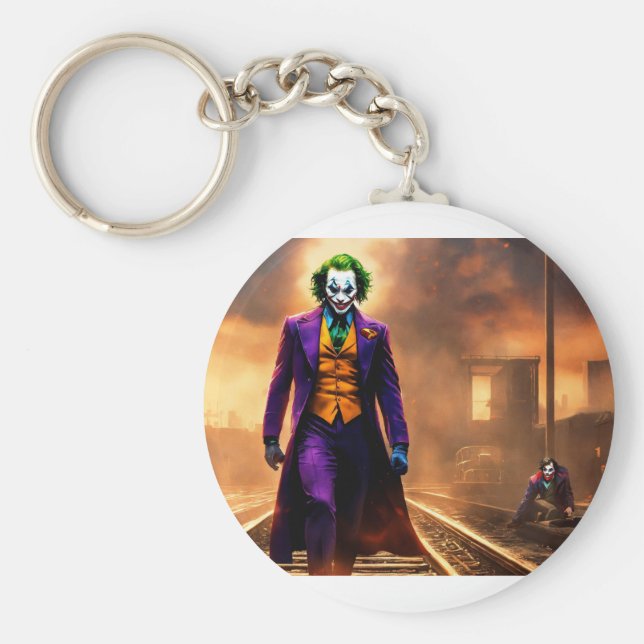 Nyckelkedja med joker- och Spyder-mansutskrift. Nyckelring (Framsidan)