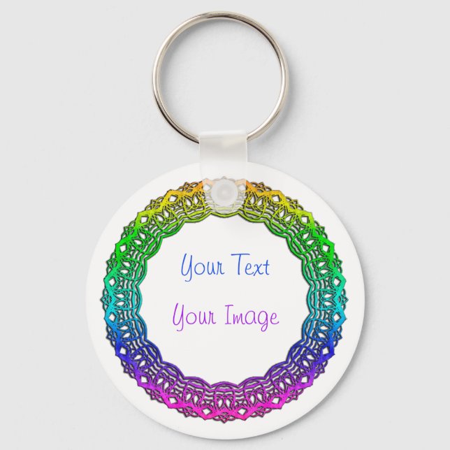 Nyckelkedja med Snöre som Multifärgad runt Ram Nyckelring (Framsida)