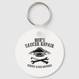 nyckelkedja med svarta Bob Saucer Repair logotyp Nyckelring