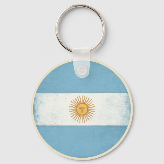 Nyckelkedja med utstressad Flagga från Argentina Nyckelring (Framsida)