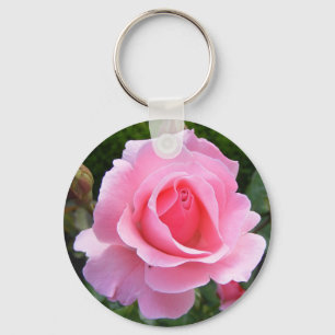 Nyckelkedja med vackert rosa ros nyckelring