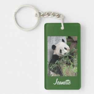 Nyckelkedja, Rektangulär panda på Gröntens bakgrun Nyckelring
