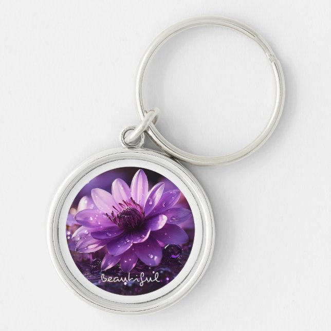 Nyckelkedja Rund Silverfärgad Nyckelring (Framsidan)