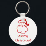 Nyckelkedja - Santa's Ansikte Nyckelring<br><div class="desc">Tomten är ansikte med ord "God jul!" nedan. Bild och text i rött.</div>