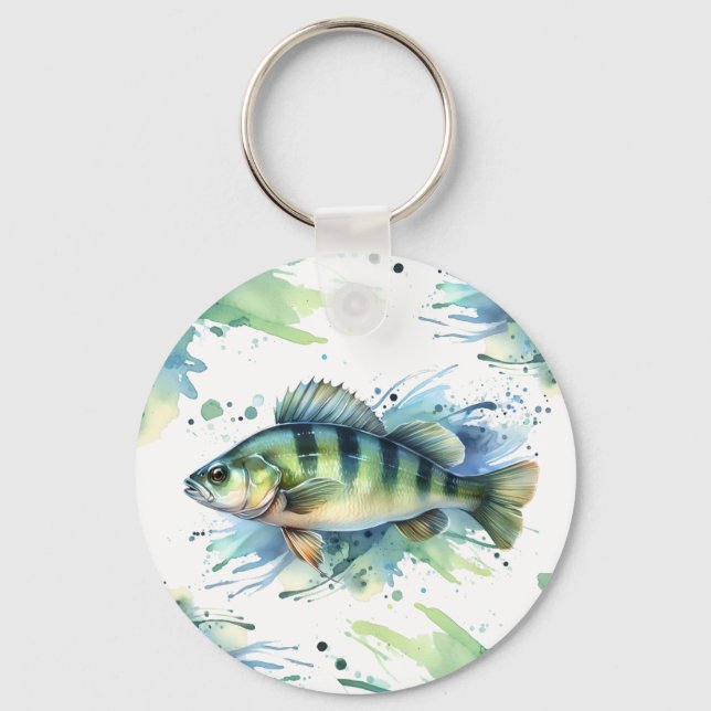 Nyckelkedja - Vattenfärgsserie: Perch Nyckelring (Framsida)