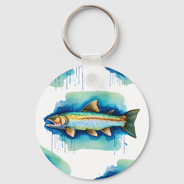 Nyckelkedja - Vattenfärgsserie: Trout/Salmon Nyckelring (Framsida)