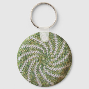 Nyckelkedja - Vita Spiral på Grönt Nyckelring