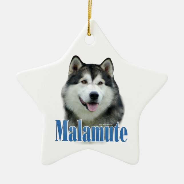 Nyckelkedjan Alaskan Malamute Namn Julgransprydnad Keramik (Framsidan)