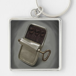 Nyckelkedjan Alien Sardines Fyrkantig Silverfärgad Nyckelring