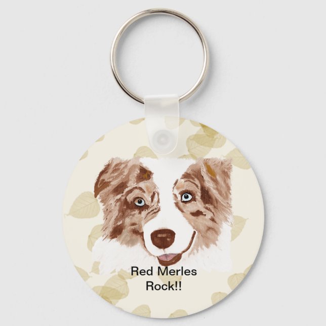 Nyckelkedjan Australian shepherd Red Merle Hund Nyckelring (Framsida)