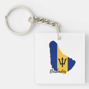 Nyckelkedjan Barbados Flagga Karta