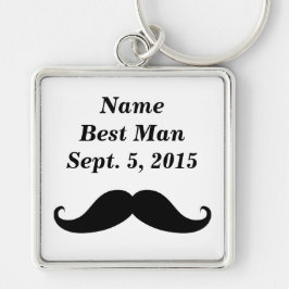 Nyckelkedjan Best Man Mustache Premium Square Fyrkantig Silverfärgad Nyckelring