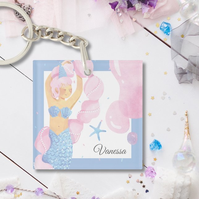 Nyckelkedjan blek Blue & Rosa Sjöjungfru Party Äve (Skapare uppladdad)