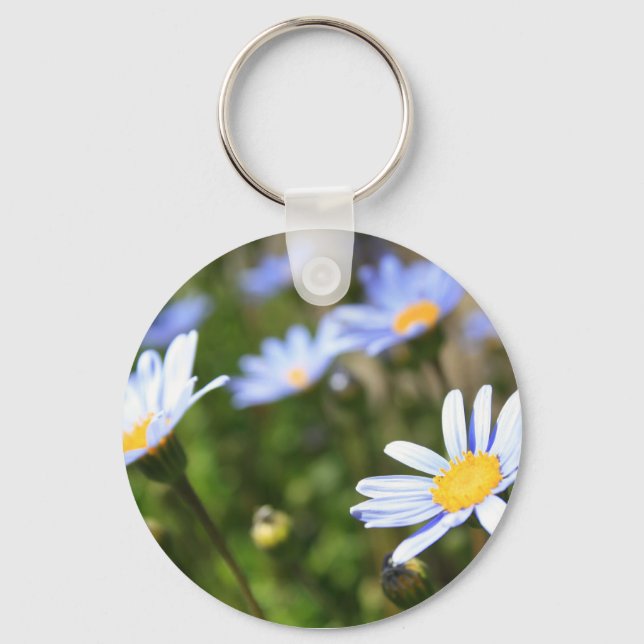 Nyckelkedjan Blue Marguerite Flowers Nyckelring (Framsida)