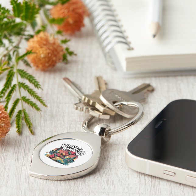 Nyckelkedjan Boardzilla Rampage Urban Skater Metal Swirl Silverfärgad Nyckelring (Sidan)