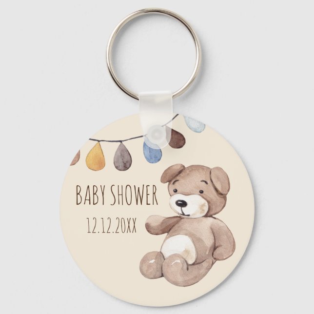 Nyckelkedjan Boho Baby Watercolor Bear Beige Nyckelring (Framsida)