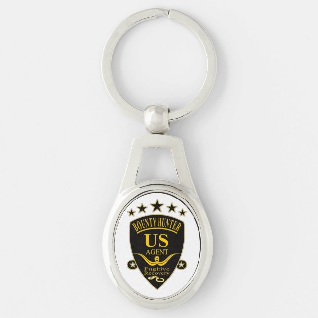 Nyckelkedjan Bounty Hunter Agent Ovalt Silverfärgad Nyckelring (Framsidan)