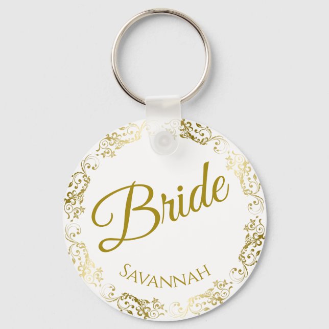 Nyckelkedjan Bride Guld Bröllop Nyckelring (Framsida)