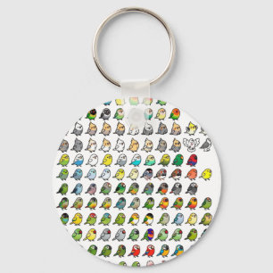 Nyckelkedjan Budgie och Parakeet Collage Nyckelring