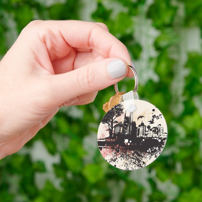 Nyckelkedjan Byggnad Urban Teckning Nyckelring (Skapare uppladdad)