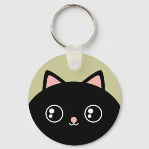 Nyckelkedjan Cute Black Kawaii Kattunge Round Nyckelring