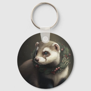 Nyckelkedjan Cute Festive Ferret Nyckelring