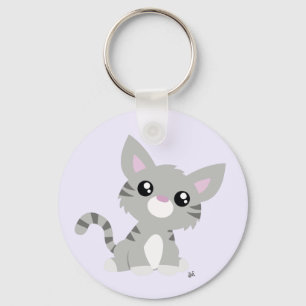 Nyckelkedjan Cute Grått Kattunge Nyckelring