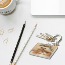 Nyckelkedjan Cute Hedgehog Faux Ro Guld