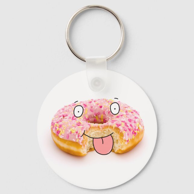 Nyckelkedjan Cute lycklig rosa doughnut Nyckelring (Framsida)