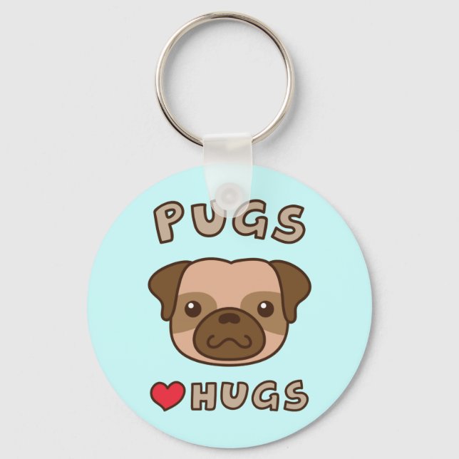 Nyckelkedjan Cute Pugs Kärlek Hugs Hundägare Nyckelring (Framsida)