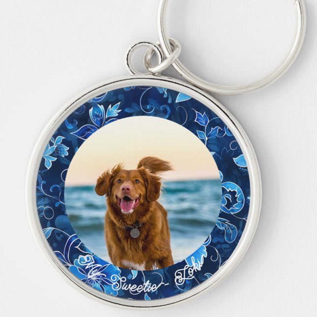 Nyckelkedjan Cute Simple Pet Namn Keepsak Keychain Rund Silverfärgad Nyckelring (Framsidan)