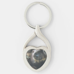 Nyckelkedjan Cute Wolverine Metall Twisted Heart Silverfärgad Nyckelring