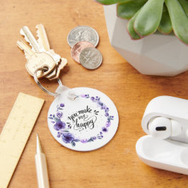 Nyckelkedjan "Du gör mig Lycklig" i anpassningsbar Nyckelring