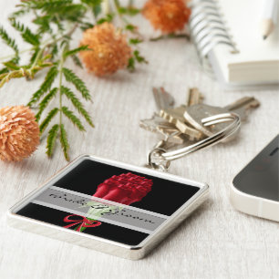 Nyckelkedjan elegant Bröllop Fyrkantig Silverfärgad Nyckelring