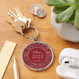 Nyckelkedjan elegant Ro Rosa Star Shimmer Studente Rund Silverfärgad Nyckelring