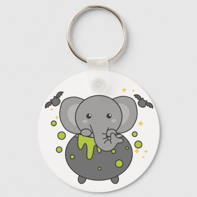Nyckelkedjan Elephant Happy halloween Cauldron Fla Nyckelring (Framsida)