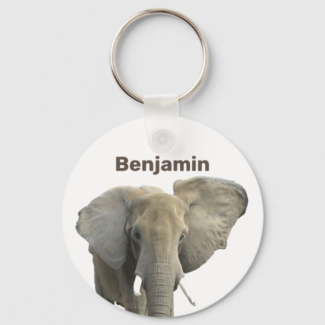 Nyckelkedjan Elephant Personlig Namn Nyckelring (Framsida)
