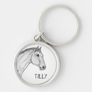 Nyckelkedjan Equestrian Bridle Namn bricka Rund Silverfärgad Nyckelring
