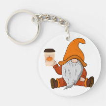 Nyckelkedjan Fall Gnome och kaffe kopp