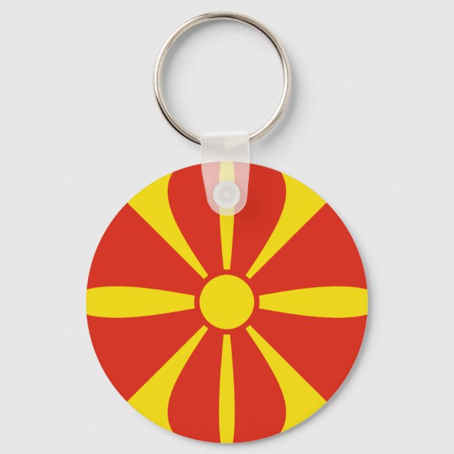 Nyckelkedjan Fisheye Flagga i norra Makedonien Nyckelring (Framsida)