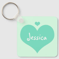 Nyckelkedjan Girly Namn i Personligen Mint Hearts