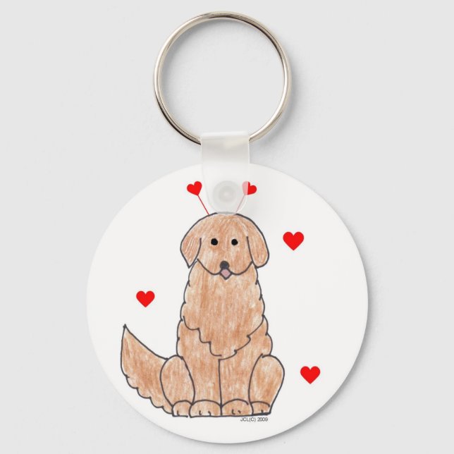 Nyckelkedjan Golden Retriever Valentine Öron Nyckelring (Framsida)