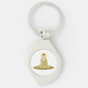 Nyckelkedjan Golden Serenity Buddha Metall Swirl Silverfärgad Nyckelring