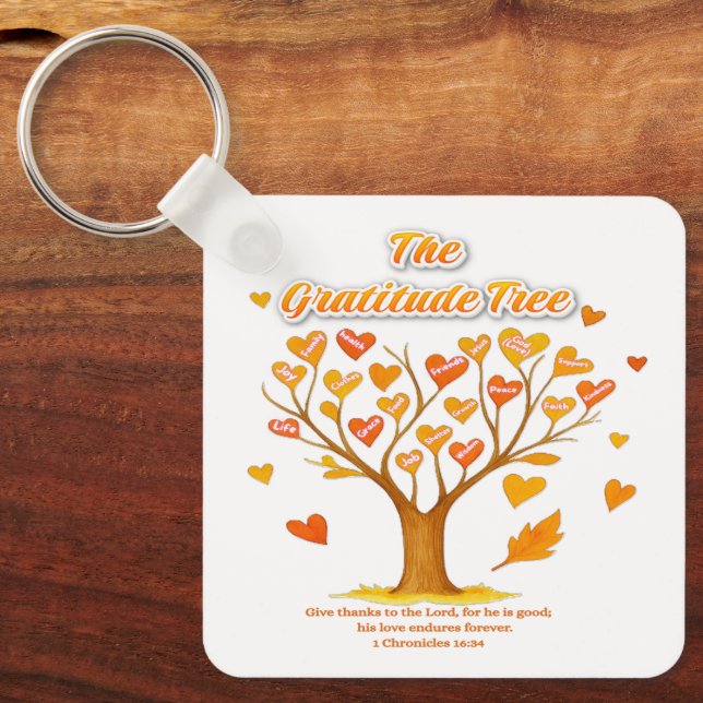 Nyckelkedjan "Gratitude Träd" Nyckelring (Framsida)