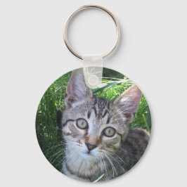 Nyckelkedjan grått Tabby katt Nyckelring